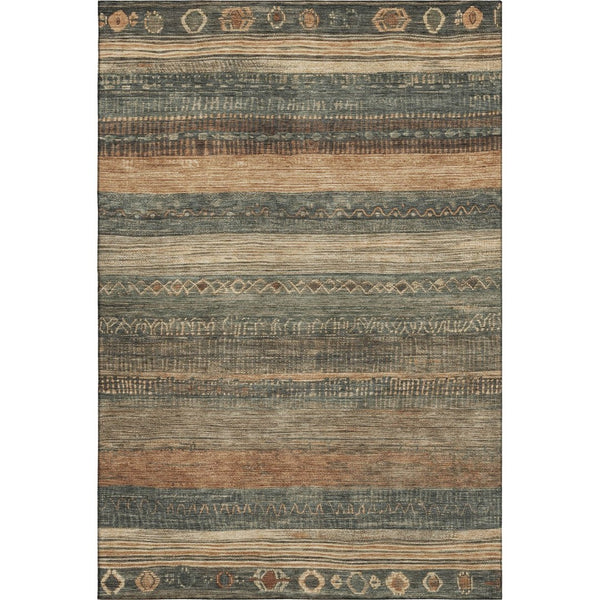 HomeRoots 10' Geometric Fern Green & Copper Area Rug - Washable, Stain-Resistant, UV Protected for Homes 705617
