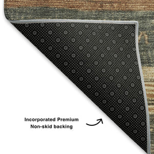 HomeRoots 10' Geometric Fern Green & Copper Area Rug - Washable, Stain-Resistant, UV Protected for Homes 705617