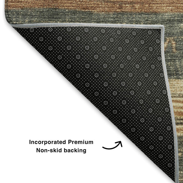 HomeRoots 10' Geometric Fern Green & Copper Area Rug - Washable, Stain-Resistant, UV Protected for Homes 705617