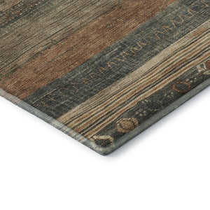 HomeRoots 10' Geometric Fern Green & Copper Area Rug - Washable, Stain-Resistant, UV Protected for Homes 705617