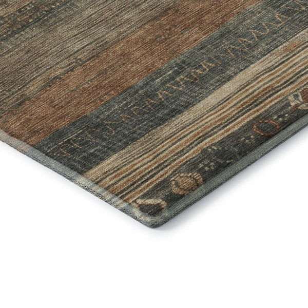 HomeRoots 10' Geometric Fern Green & Copper Area Rug - Washable, Stain-Resistant, UV Protected for Homes 705617