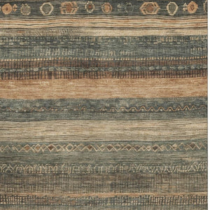 HomeRoots 10' Geometric Fern Green & Copper Area Rug - Washable, Stain-Resistant, UV Protected for Homes 705617