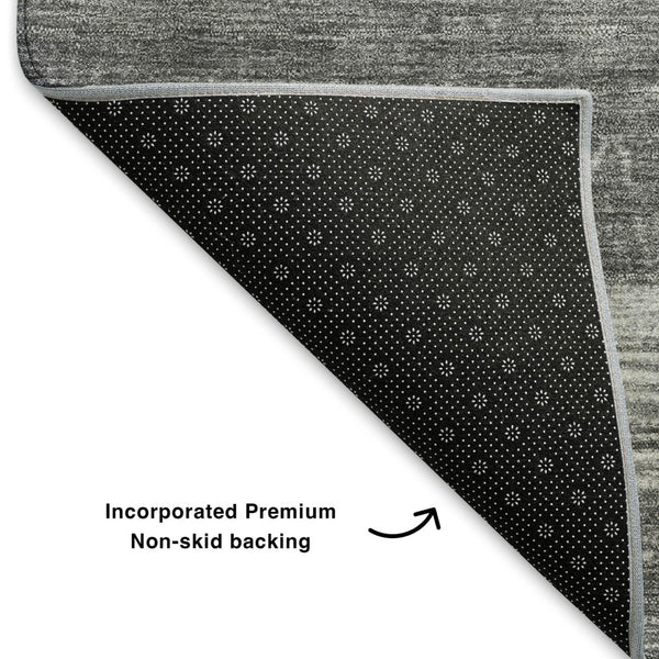 HomeRoots 8' Gray and Silver Geometric Round Rug - Stylish, Washable, UV-Protected for Indoor & Outdoor Use 705620