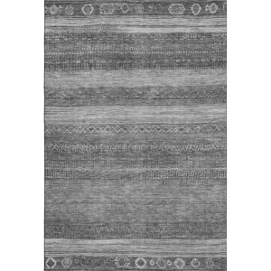 HomeRoots 9' X 12' Stylish Gray & Silver Geometric Washable Area Rug with UV Protection for High-Traffic Rooms 705622
