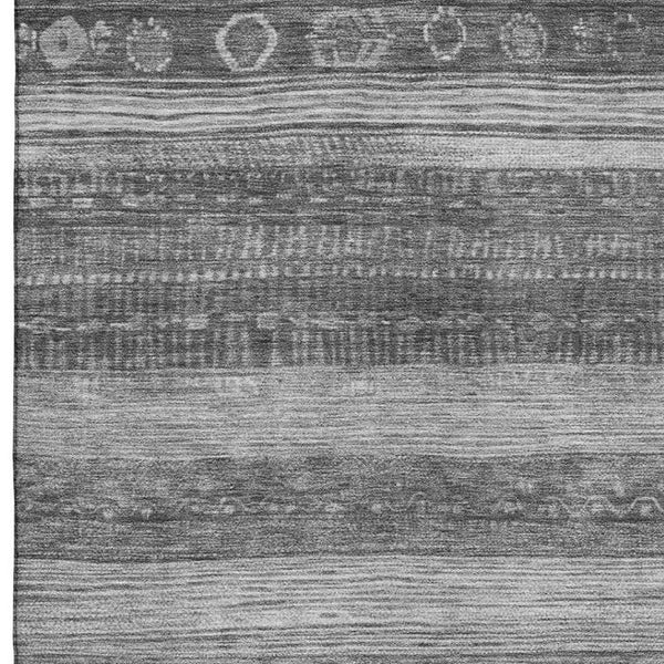HomeRoots 9' X 12' Stylish Gray & Silver Geometric Washable Area Rug with UV Protection for High-Traffic Rooms 705622