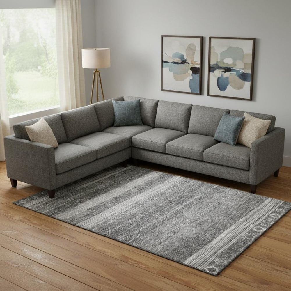HomeRoots 10' Gray & Silver Geometric Washable Area Rug - UV Protected, Durable & Stylish for High-Traffic Areas 705623