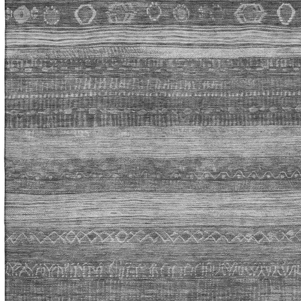 HomeRoots 10' Gray & Silver Geometric Washable Area Rug - UV Protected, Durable & Stylish for High-Traffic Areas 705623