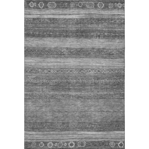HomeRoots 10' Gray & Silver Geometric Washable Area Rug - UV Protected, Durable & Stylish for High-Traffic Areas 705623