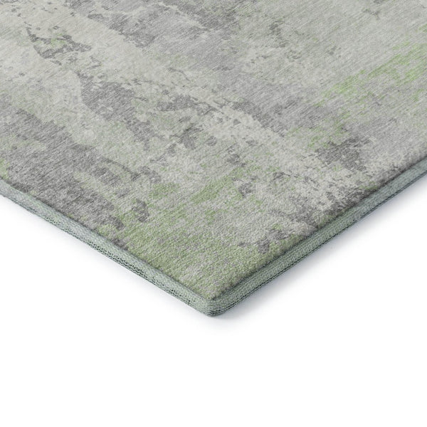 HomeRoots 8' Artichoke Green & Ivory Abstract Round Rug - UV Protected, Stain-Resistant, Modern Design 705626