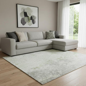 HomeRoots 8' X 10' Artichoke Green Abstract Rug - Washable, UV-Protected, Durable Design for High-Traffic Areas 705627