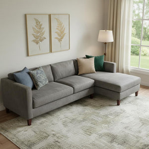 HomeRoots 9' X 12' Artichoke Green Abstract Washable Area Rug with UV Protection – Durable, Stylish, Easy Care! 705628