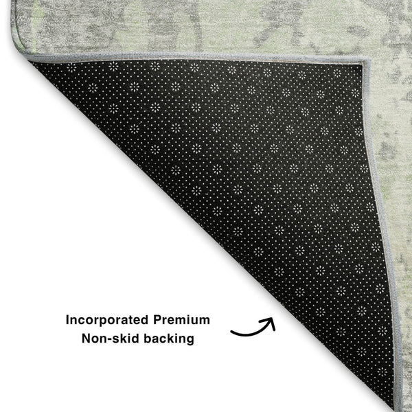 HomeRoots 10' Artichoke Green Abstract Washable Area Rug - UV Protected, Stain-Resistant, Perfect for Homes! 705629