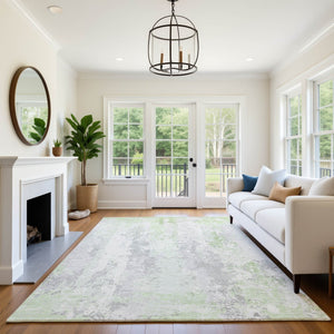 HomeRoots 10' Artichoke Green Abstract Washable Area Rug - UV Protected, Stain-Resistant, Perfect for Homes! 705629
