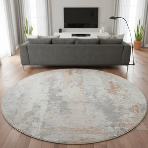 HomeRoots 8' Coral And Ivory Abstract Area Rug – Washable, UV Protected, Durable for Kids & Pets, Stylish Comfort 705632