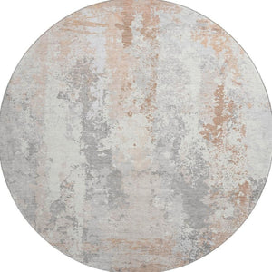 HomeRoots 8' Coral And Ivory Abstract Area Rug – Washable, UV Protected, Durable for Kids & Pets, Stylish Comfort 705632