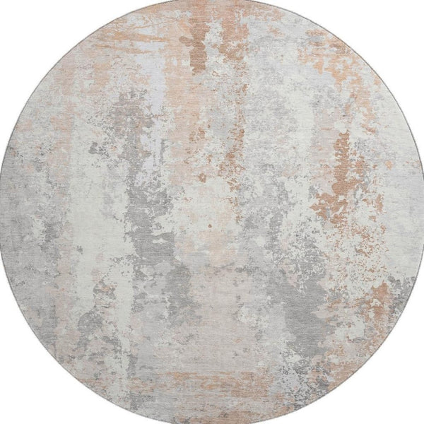 HomeRoots 8' Coral And Ivory Abstract Area Rug – Washable, UV Protected, Durable for Kids & Pets, Stylish Comfort 705632