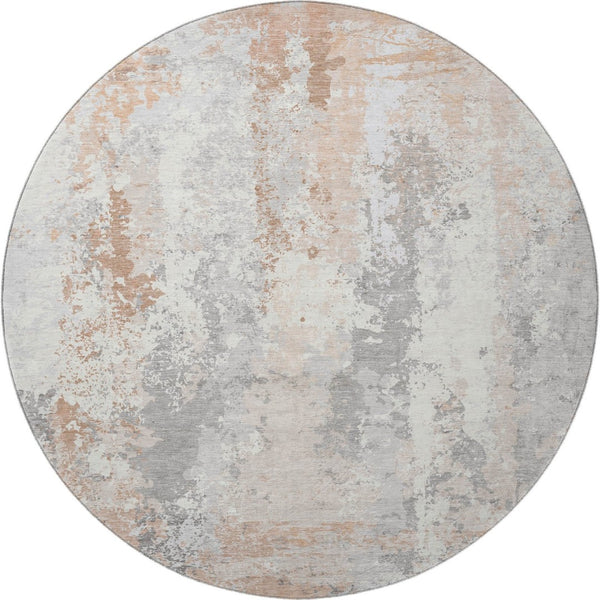 HomeRoots 8' Coral And Ivory Abstract Area Rug – Washable, UV Protected, Durable for Kids & Pets, Stylish Comfort 705632