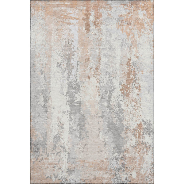 HomeRoots 8' X 10' Coral and Ivory Abstract Area Rug - Washable, UV-Protected, Stylish, Durable for Homes 705633