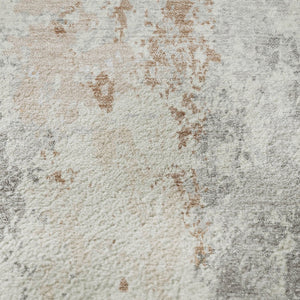 HomeRoots 8' X 10' Coral and Ivory Abstract Area Rug - Washable, UV-Protected, Stylish, Durable for Homes 705633