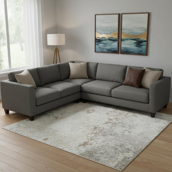 HomeRoots 9' X 12' Coral & Ivory Abstract Washable Area Rug - Stylish, Durable, UV-Protected for Modern Homes 705634