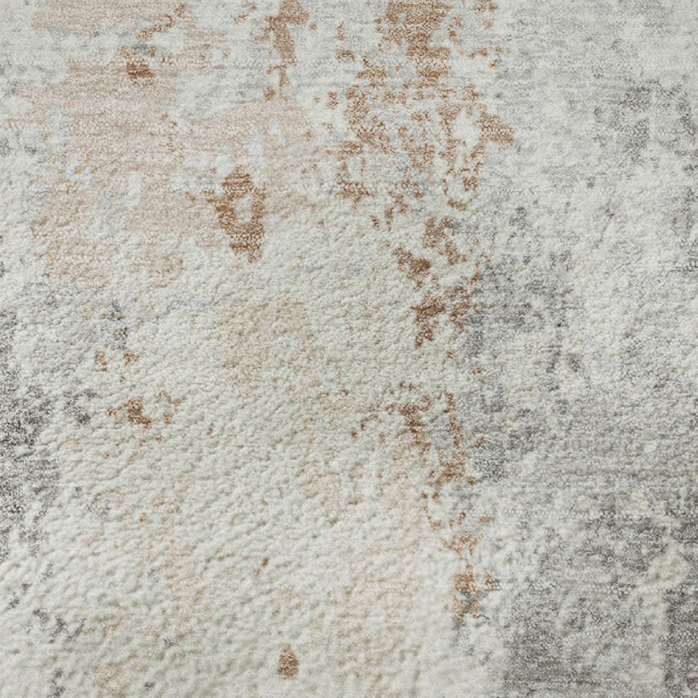 HomeRoots 9' X 12' Coral & Ivory Abstract Washable Area Rug - Stylish, Durable, UV-Protected for Modern Homes 705634
