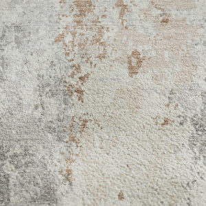 HomeRoots 9' X 12' Coral & Ivory Abstract Washable Area Rug - Stylish, Durable, UV-Protected for Modern Homes 705634
