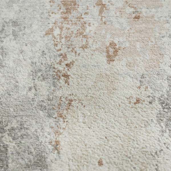 HomeRoots 9' X 12' Coral & Ivory Abstract Washable Area Rug - Stylish, Durable, UV-Protected for Modern Homes 705634