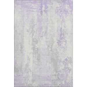HomeRoots 5' X 8' Modern Lavender & Ivory Abstract Washable Area Rug with UV Protection for Homes & Kids 705637