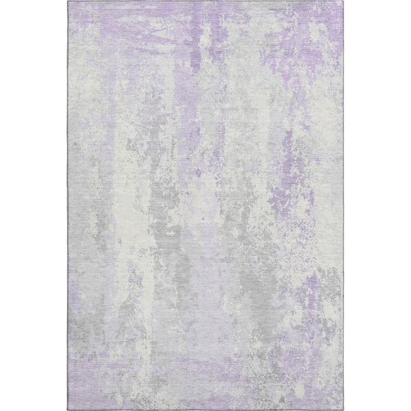 HomeRoots 5' X 8' Modern Lavender & Ivory Abstract Washable Area Rug with UV Protection for Homes & Kids 705637