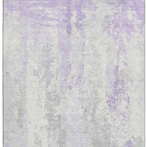 HomeRoots 5' X 8' Modern Lavender & Ivory Abstract Washable Area Rug with UV Protection for Homes & Kids 705637