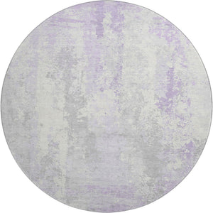 HomeRoots 8' Lavender and Ivory Abstract Round Rug – Stylish, Easy-Clean, UV-Protected for Kids & Pets 705638