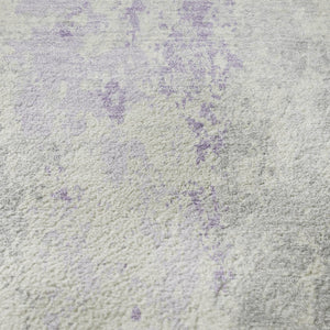 HomeRoots 8' Lavender and Ivory Abstract Round Rug – Stylish, Easy-Clean, UV-Protected for Kids & Pets 705638