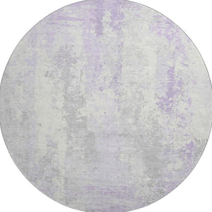 HomeRoots 8' Lavender and Ivory Abstract Round Rug – Stylish, Easy-Clean, UV-Protected for Kids & Pets 705638
