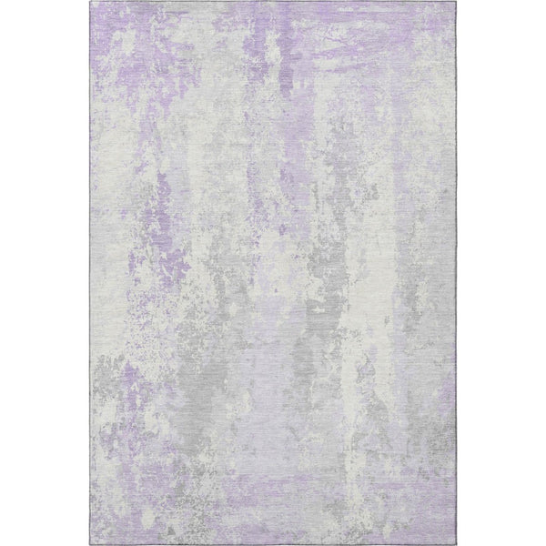 HomeRoots 9' X 12' Lavender and Ivory Abstract Area Rug – Stylish, Washable, UV-Protected for Homes with Kids & Pets 705640