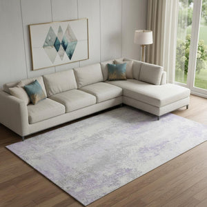 HomeRoots 10' Modern Abstract Lavender & Ivory Area Rug – Washable, Stain Resistant, UV Protected for Durability 705641