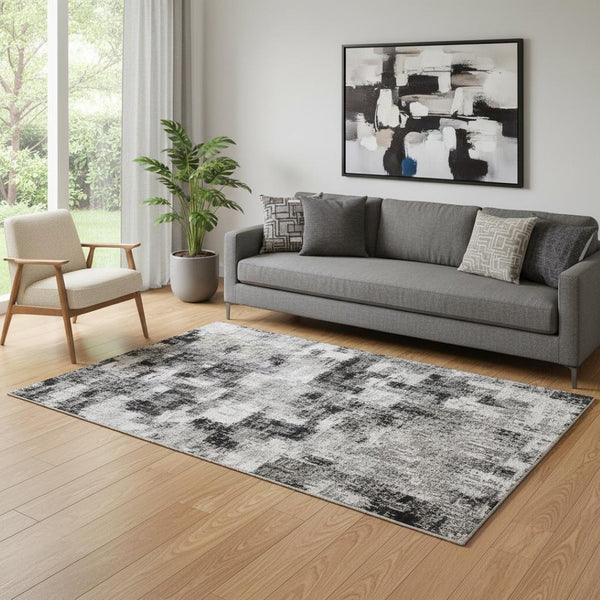 HomeRoots 5' X 8' Sky Blue & Ivory Abstract Area Rug – Durable, Washable, UV Protected, Perfect for Any Space! 705643