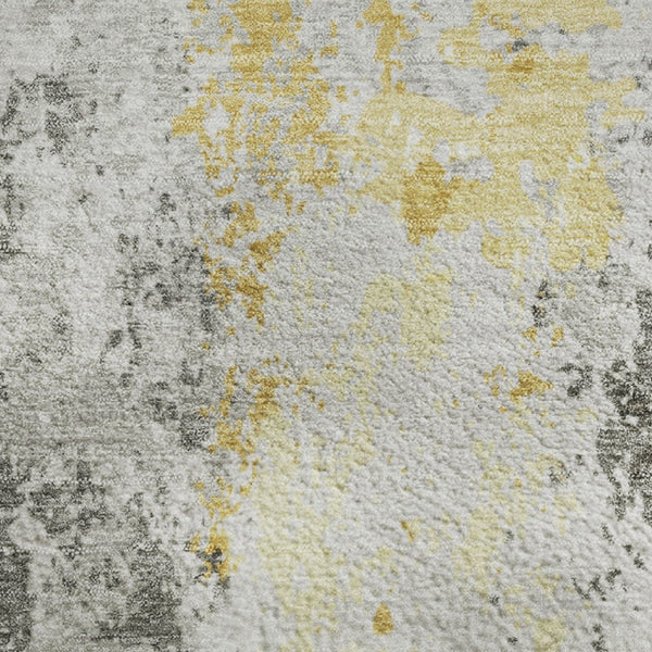 HomeRoots 5' X 8' Yellow And Ivory Abstract Area Rug - Stain-Resistant, UV-Protected, Easy-Care Design! 705649
