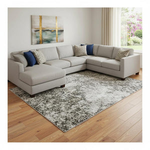 HomeRoots 8' X 10' Yellow and Ivory Abstract Washable Area Rug – Soft, Durable, UV-Protected for Modern Living 705651