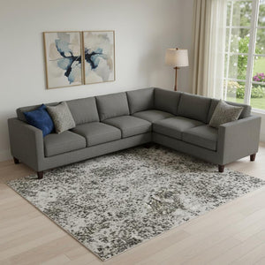 HomeRoots 10' X 14' Yellow And Ivory Abstract Washable Area Rug – Durable, Stylish, UV-Protected for Homes 705653