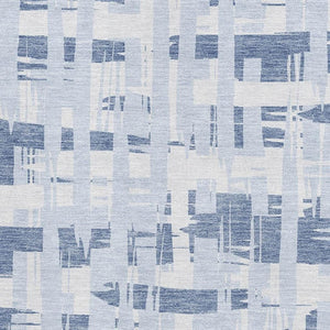 HomeRoots 5' X 8' Coastal Blue & Ivory Striped Washable Area Rug with UV Protection for Easy Maintenance & Style 705661
