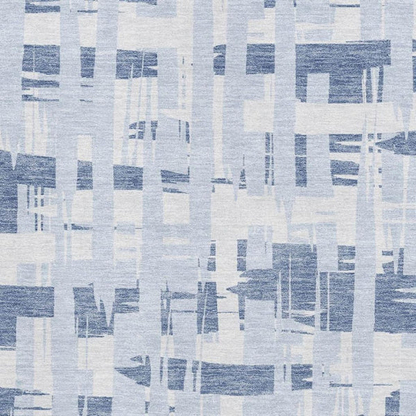 HomeRoots 5' X 8' Coastal Blue & Ivory Striped Washable Area Rug with UV Protection for Easy Maintenance & Style 705661