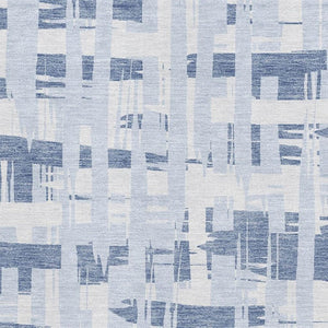 HomeRoots 8' X 10' Striped Washable Area Rug - Stylish Blue & Ivory with UV Protection for High-Traffic Spaces 705663