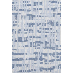 HomeRoots 10' X 14' Blue Striped Area Rug - Washable, UV Protected, Durable & Family-Friendly for Any Space 705665