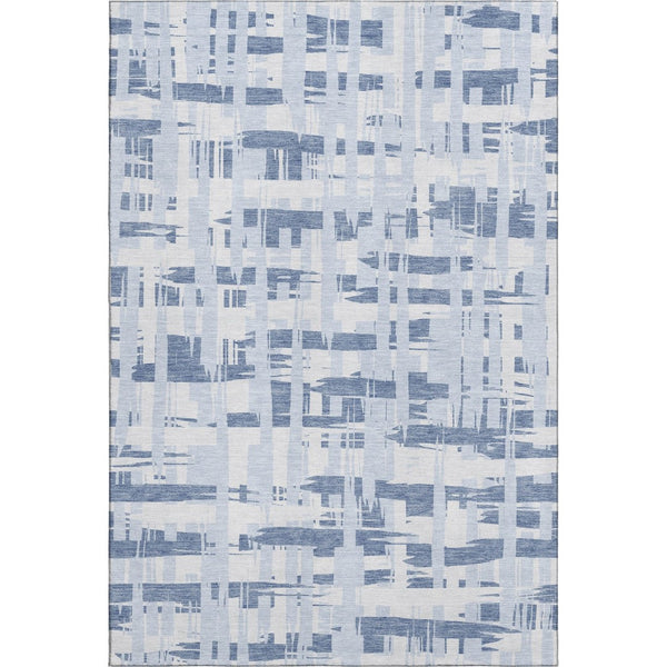 HomeRoots 10' X 14' Blue Striped Area Rug - Washable, UV Protected, Durable & Family-Friendly for Any Space 705665