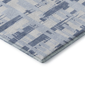 HomeRoots 10' X 14' Blue Striped Area Rug - Washable, UV Protected, Durable & Family-Friendly for Any Space 705665