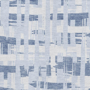 HomeRoots 10' X 14' Blue Striped Area Rug - Washable, UV Protected, Durable & Family-Friendly for Any Space 705665