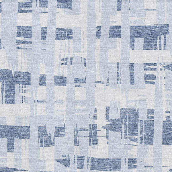 HomeRoots 10' X 14' Blue Striped Area Rug - Washable, UV Protected, Durable & Family-Friendly for Any Space 705665