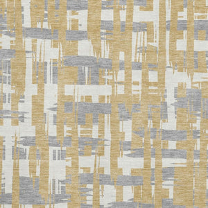 HomeRoots 9' X 12' Gold Ivory & Gray Striped Area Rug - Washable, UV-Protected, Stain-Resistant for Busy Homes 705670