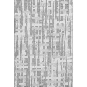 HomeRoots 8' X 10' Gray And Ivory Striped Washable Area Rug – Durable, UV Protected, Non-Slip Design for Homes 705675