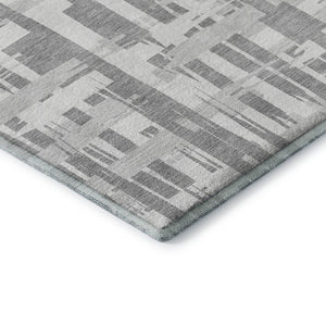 HomeRoots 8' X 10' Gray And Ivory Striped Washable Area Rug – Durable, UV Protected, Non-Slip Design for Homes 705675